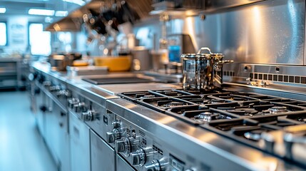 Modern Commercial Kitchen with Stainless Steel Appliances