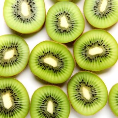 Fototapeta premium Slices of juicy kiwi fruit on a white background