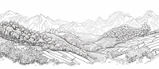 Obraz premium Majestic Mountain Landscape with Terraced Fields