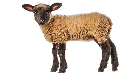 Fototapeta premium Young Sheep Isolated on White Background