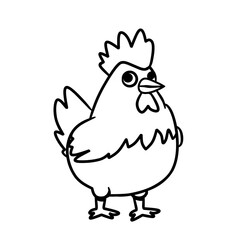 Black and white cartoon chicken illustration in vector format. Perfect for coloring books, farm-themed designs, educational materials, kids' projects, and digital prints