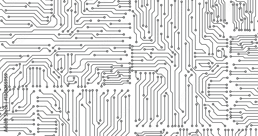 Poster electronics board. circuit board electronic hi tech pattern. vector abstract computer chip. black mo