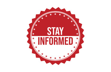 Stay informed red ribbon label banner.