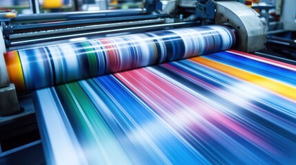 Vibrant Colors in Motion from Modern Printing Press Machinery