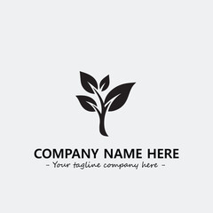 Plant illustration for logo company black and white vector image
