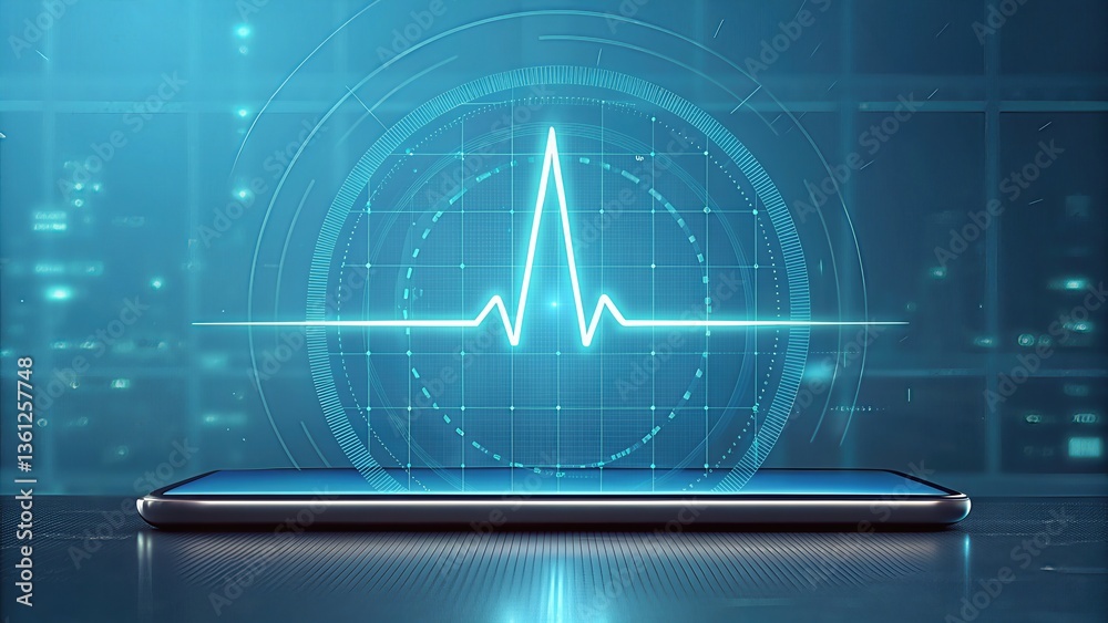 Aufkleber digital heartbeat graphic displayed on a smartphone screen background.