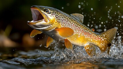 Leaping Brown Trout: A Captivating Moment of Aquatic Grace in Nature