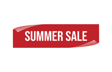Red banner summer sale isolated on white background.