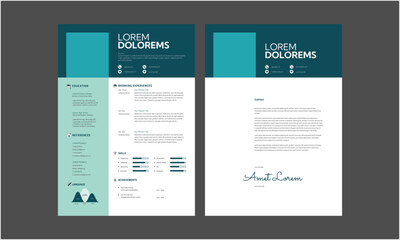 Professional modern and minimal resume CV, Clean and modern resume portfolio CV template