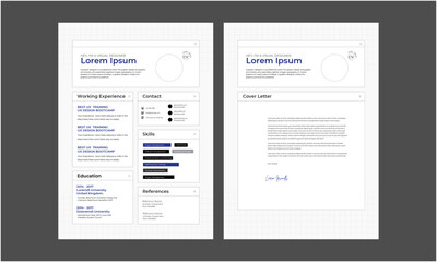 Obraz premium Professional modern and minimal resume CV, Clean and modern resume portfolio CV template