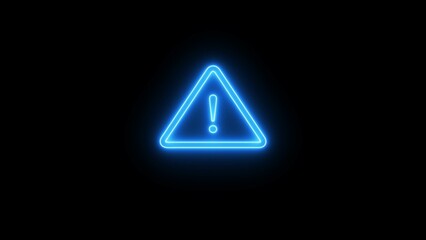 Attention warning symbol. Neon alert warning icon illustration. 