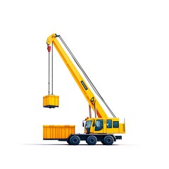 crane lifting cargo 3D render