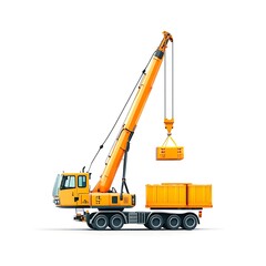 crane lifting cargo 3D render