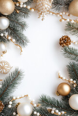 Golden & White Christmas Ornament Frame Mockup