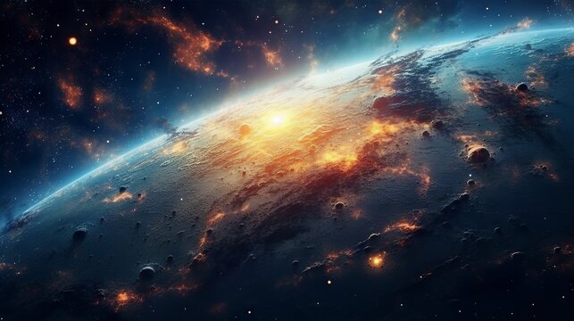 Milky way galaxy with star and noise blue background Generative AI