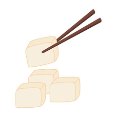 Composition of sliced tofu. Vegan organic soy