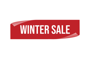 Red banner winter sale isolated on white background.