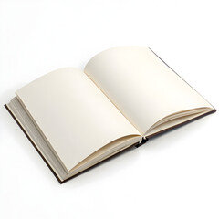 Open book with blank pages on white background