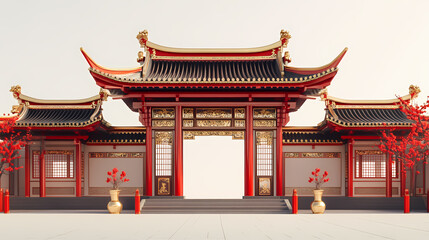 Obraz premium Elegant Chinese Archway Gate Structure