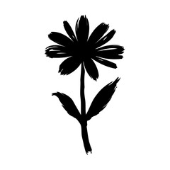 Monochrome Floral Silhouette with Grunge Texture