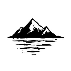 Monochromatic Mountains Above Water Reflection © LgsDesign