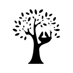 Silhouette Tree with Two People Sitting Together