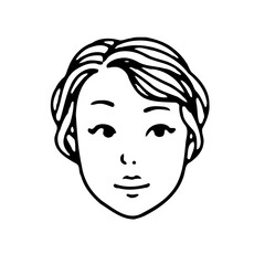 Minimalist Face Sketch of Woman with Short Hair