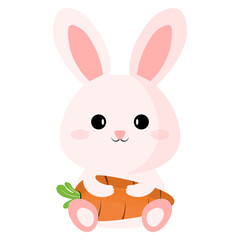 Easter Bunny Hugging Carrot Illustration