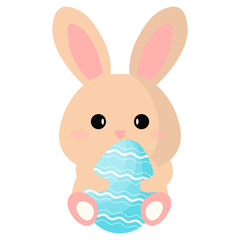 Obraz premium Easter Bunny Hugging Egg Illustration