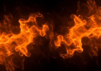 Fototapeta premium Fiery orange flames dance wildly against black. AI Generated