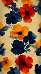 Watercolor floral pattern on textured background