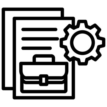 black briefcase, gear, documents icon clip art preview
