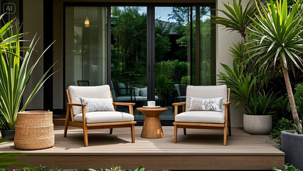 Fototapeta premium Natural Modern Interiors: Warm, Minimalist Spaces with Scandinavian Design Harmony