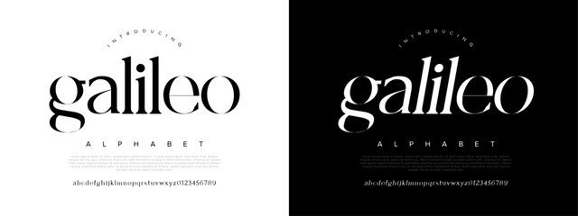 Galileo Modern Elegant Glamour Font Uppercase Lowercase Number and Symbol. Lettering Fashion Designs. Typography condensed serif fonts for design