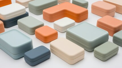 Obraz premium Scattered Forms on Desk with Pastel Colors