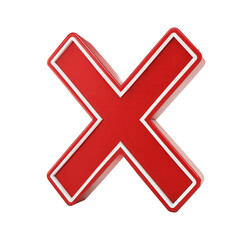 Obraz premium Red cross mark isolated on transparent background. Png