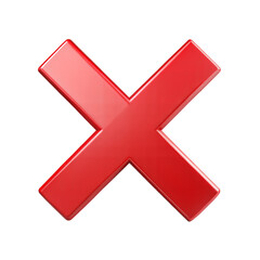Fototapeta premium Red cross mark isolated on transparent background. Png
