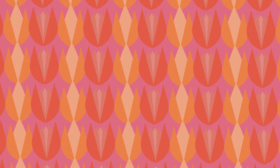 Pink abstract seamless pattern with hearts, stars, and floral shapes in a vintage retro design