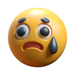 Fototapeta premium 3D yellow smiley face with a cheerful crying expression and emotion-focused hmm emoji meme sticker