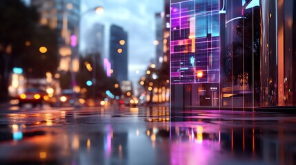 Obraz premium A futuristic 3D scanner projecting vibrant holographic grids