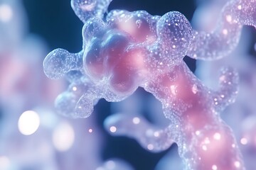 Obraz premium Close-up View of Cell Structure or Neuron with Pink and Blue Tones