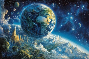 Obraz premium Celebrating Earth’s Splendor: A Tribute to Our Celestial Home