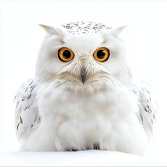 Fototapeta premium Majestic white owl with striking orange eyes.