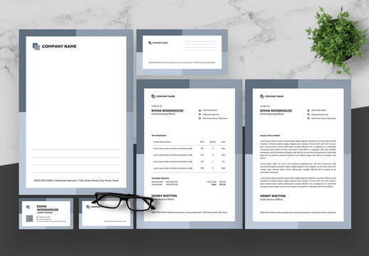 Gray And Black Stationery Set