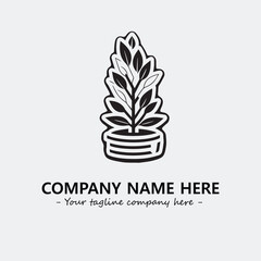 Plant illustration for logo company black and white vector image
