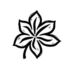 Simple Black and White Flower Doodle Illustration