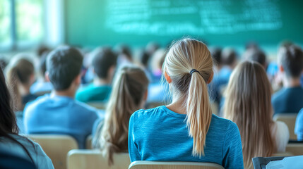 Students listen to a lecture at an educational institution