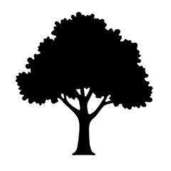 Black Tree Silhouette on White Background Art