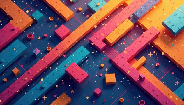 Geometric shapes and lines creating a repeating, seamless background ideal for video intros, pattern, image, tileable