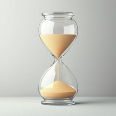Elegant Glass Hourglass with Sand on Minimalist Background